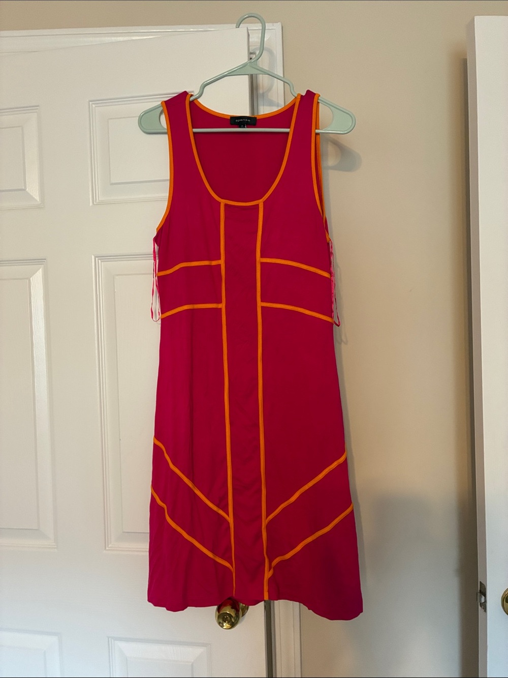 Spense Fuchsia Dress with Orange Piping